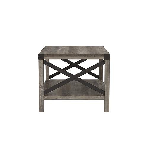 Walker Edison Walker Edison Sedalia Modern Farmhouse Metal X Coffee Table, 40 Inch, Grey Wash