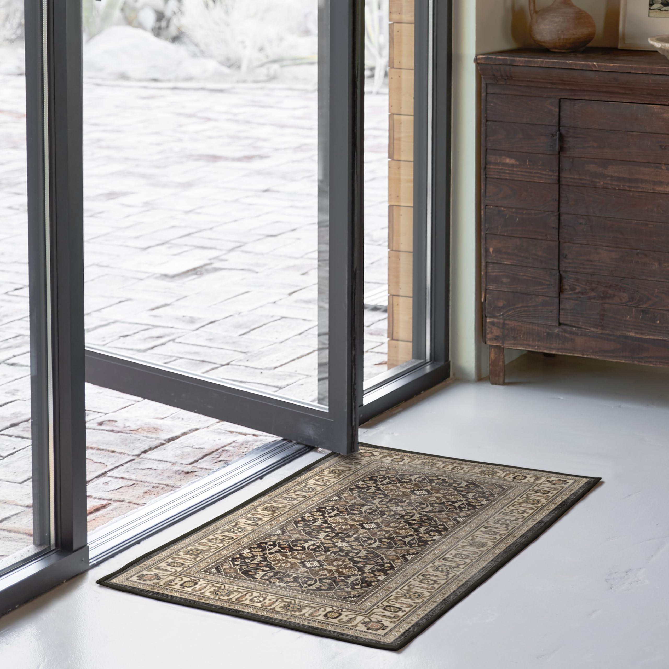 RUGGABLE Ruggable Washable 2x3 Area Rug, Alessia Dark Wood, Premium Vintage Rugs for Living Room, Bedroom, Kitchen, Office, Classroom with Gripper Non Slip Pad
