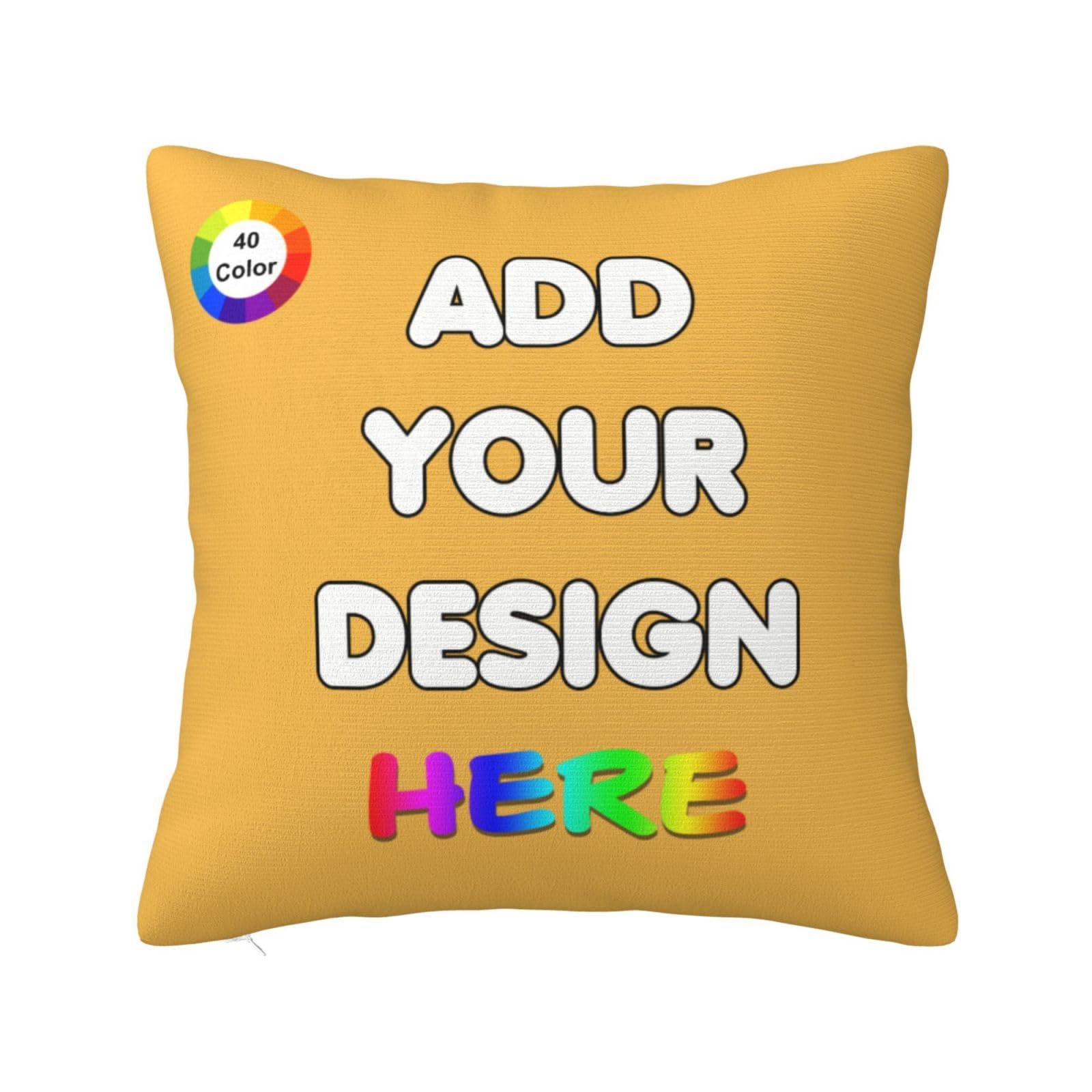 PVJIEMS PVJIEMS Custom Pillow Cover with Picture Customized Photo Pillowcase, Birthday Christmas Thanksgiving Halloween Valentine\'s Day Personalized Gifts for Mom Couple Family,Gold,22x22