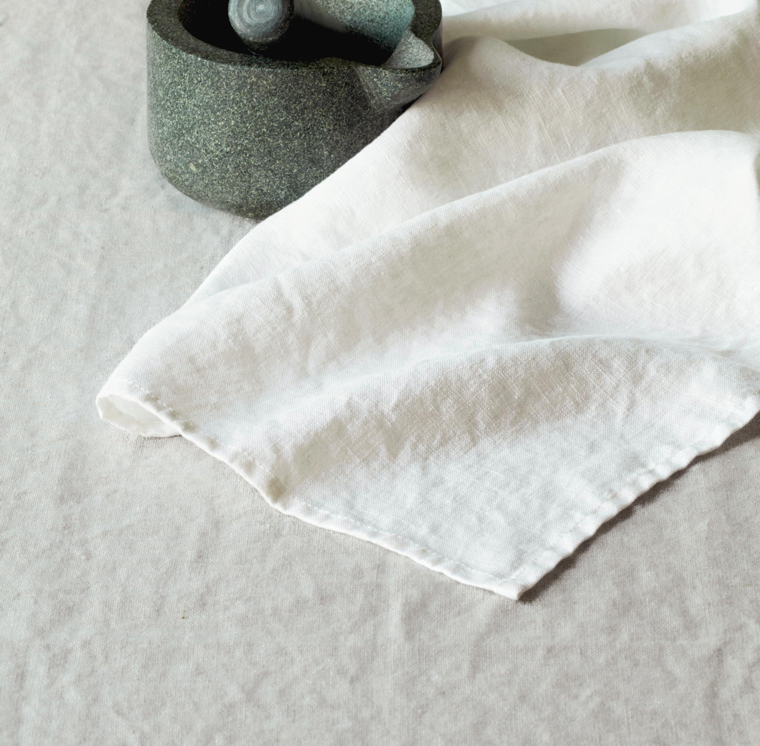 LK PureLife LK PureLife 100% Pure Flax Linen Kitchen Towels-20x27 Inch-Stonewashed Flax Linen-Extra Soft Quick Dry for Tea Towels Dish Towels Hand Towels-Set of 2-Off White