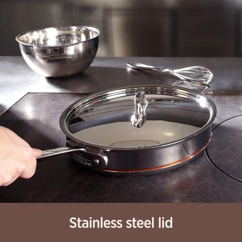 All-Clad All-Clad Copper Core 5-Ply Stainless Steel Fry Pan 12 Inch Induction Oven Broiler Safe 600F Pots and Pans, Cookware Silver