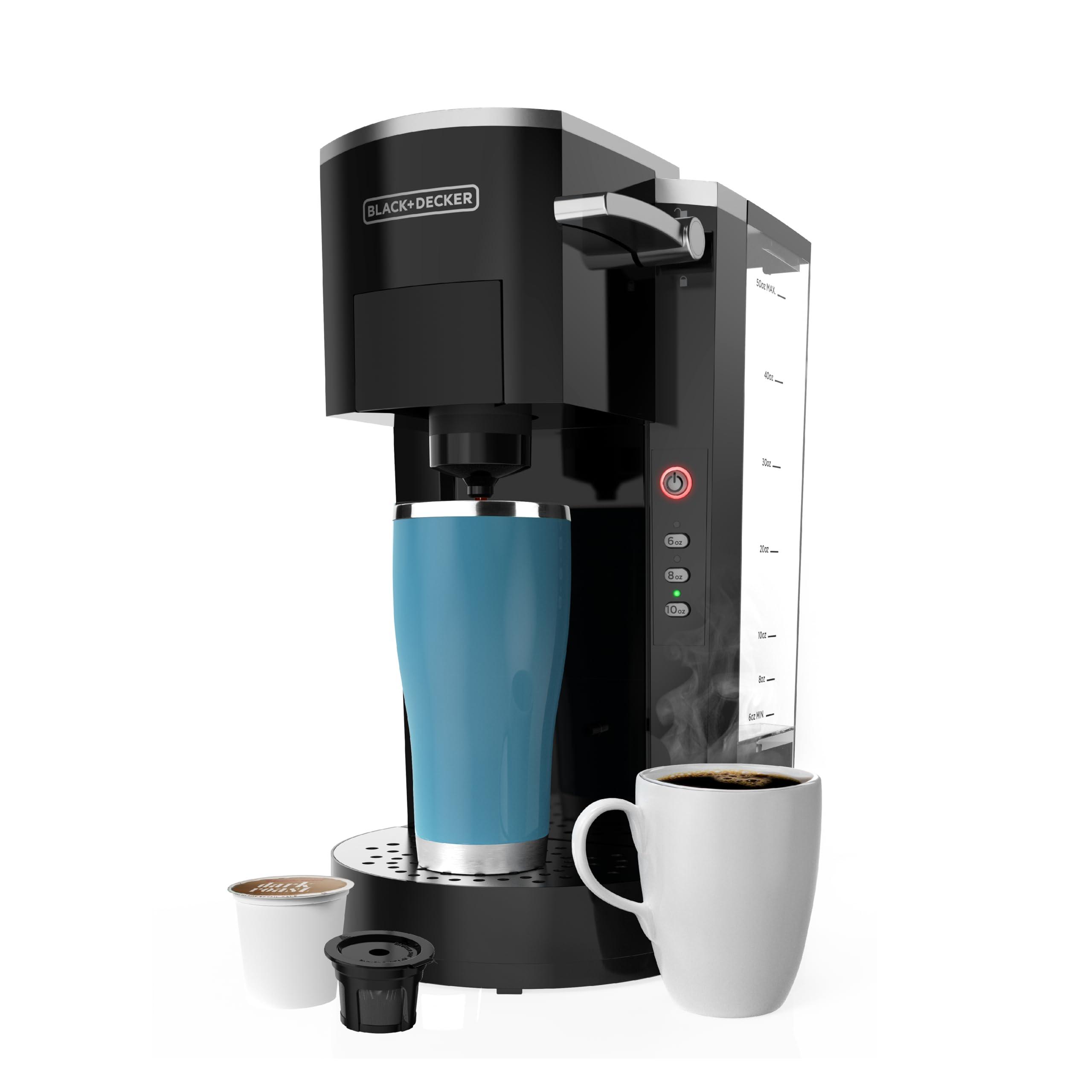 BLACK+DECKER BLACK+DECKER Family Single Serve K-Cup Brewer: Large 50oz Water Reservoir, Versatile Ground Coffee & K-Cup Compatibility, Adjustable Tray for Travel Mugs
