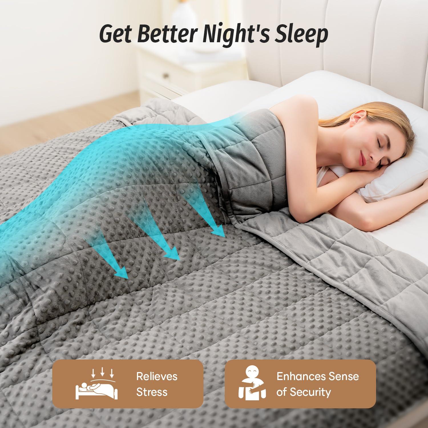 Wemore Wemore Minky Dot Weighted Blanket for Adults Twin Size 12 lbs, Soft Cozy Heavy Blanket, Breathable Blanket for All-Season with Glass Beads, Grey 60 x 80 inches