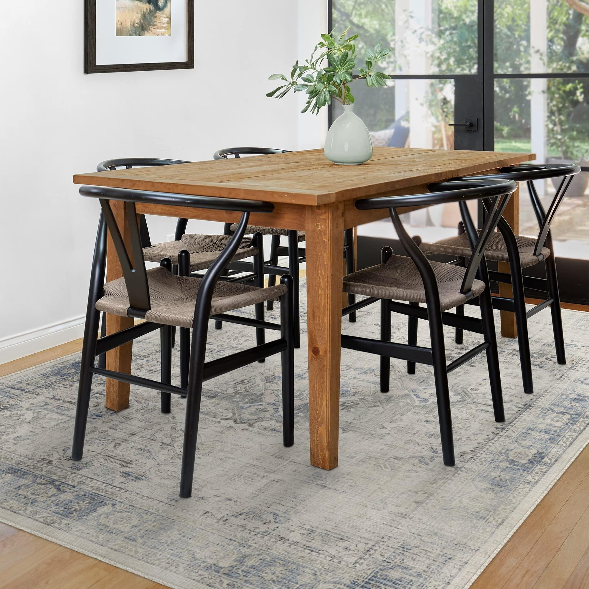 RUGGABLE Ruggable Washable 5x7 Area Rug, Kamran Blue Quartz, Premium Vintage Rugs for Living Room, Bedroom, Kitchen, Office, Classroom with Gripper Non Slip Pad