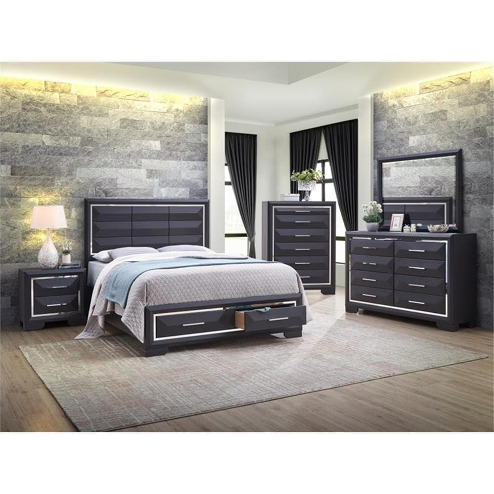 Glory Furniture Glory Furniture Liverpool Contemporary Wood Veneer King Storage Bed in Black