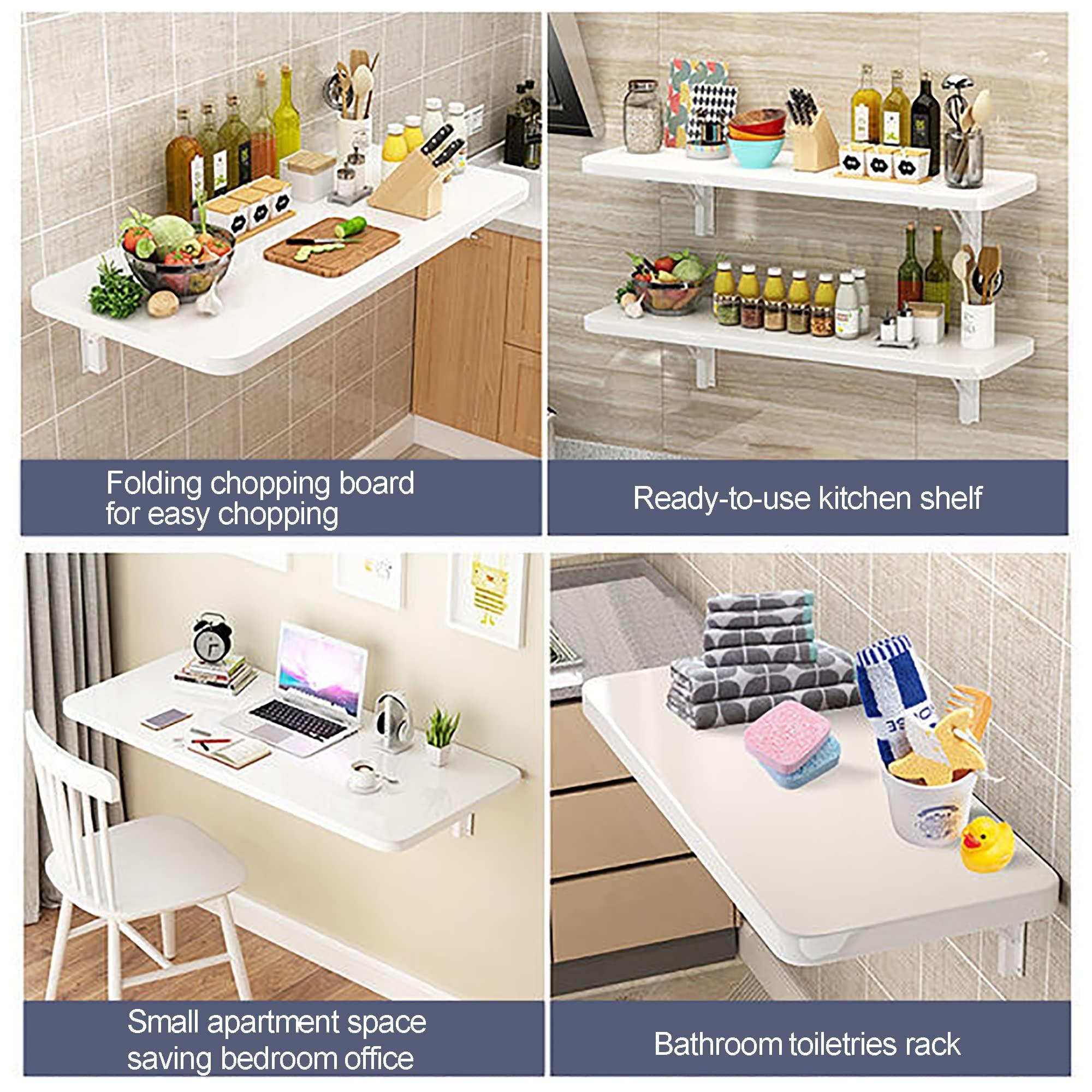 OVOGGPAN Laundry Folding Table, fold down table, Wall Mounted Folding Table, Folding Kitchen Table, laundry room folding station, Laundry Table Foldable With Bracket , Wall Shelf Computer Desks Workstations (