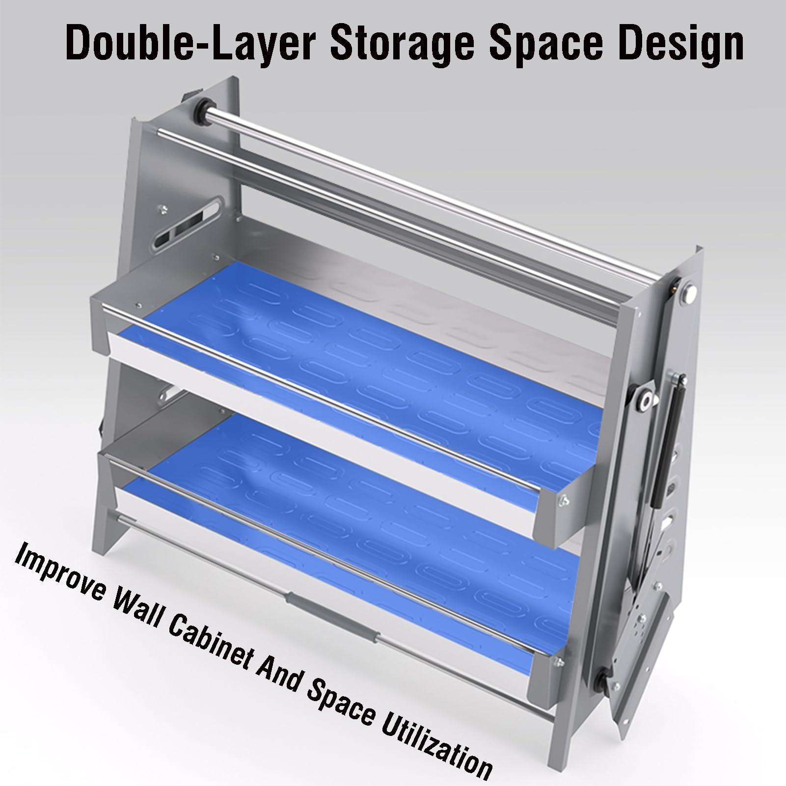 IURDSGIEOOOEWSU Pull Down Cabinet Shelf,Kitchen Shelf Lifting Basket,High Cabinet Pull Down Shelf,Suitable for Kitchen,Bar,Cafe Cabinet and Pantry,Load Bearing 20kg (Size : 66x30x58cm) ()