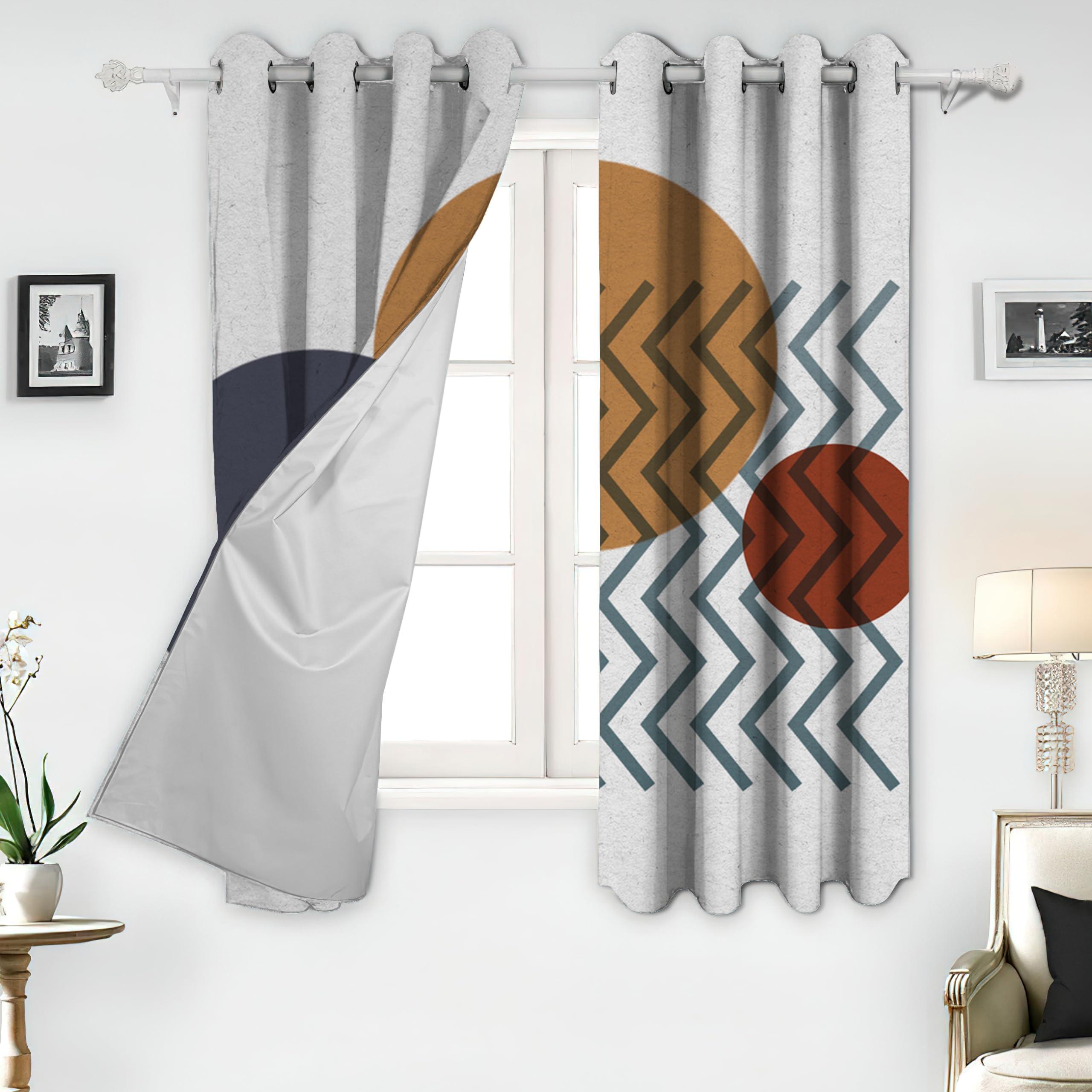 KUMENE Circular Pattern Curtains, Medieval Geometry Stripe Blackout Curtain, Sound Proof Curtains Energy Saving and Noise Reduction, Room Darkening Privacy Enhancing for Bedroom, Living Room-104" H x 63" W