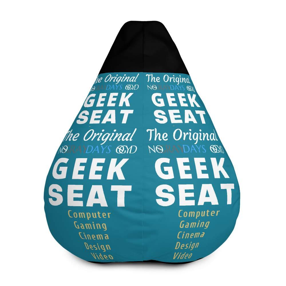 NoGrayDays Bean Bag Chair w/Filling The-Geek-Seat Soft Sofa Gaming Sack Funny Novelty Gift for Men Women Kids Teens mom dad Adults
