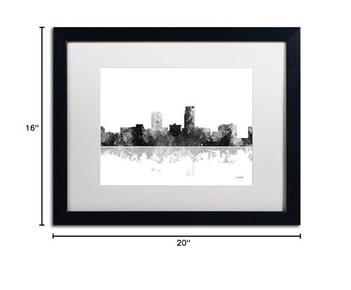 Trademark Fine Art Trademark Fine Art MW0157-B1620MF Omaha Nebraska Skyline BG-1 by Marlene Watson, White Matte, Black Frame 16x20-Inch, 16x20
