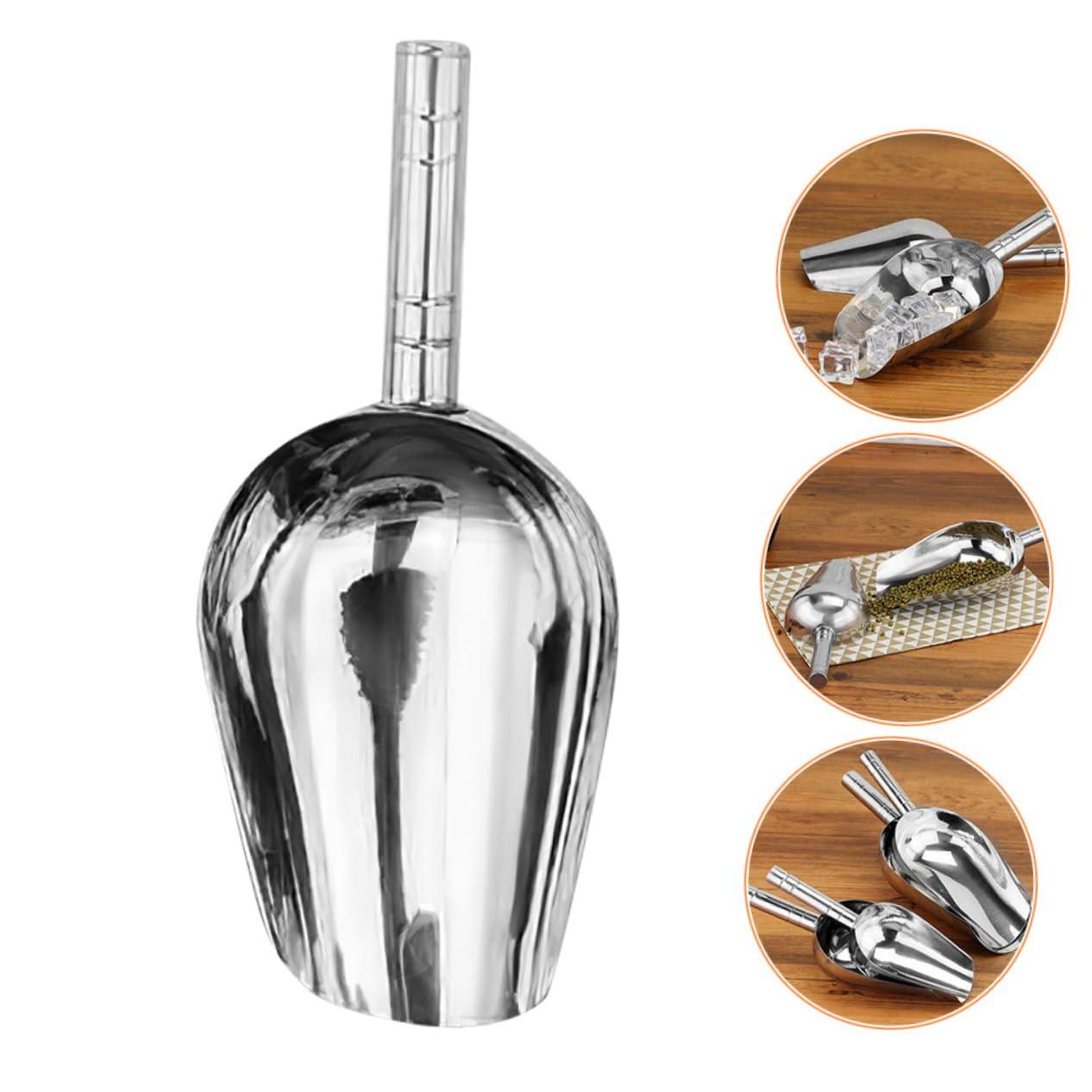 FUNOMOCYA FUNOMOCYA Ice Cube Scoop Refrigerator Ice Cookie Scoop Ice Scooper Ice Maker Trays Ice Cream Maker Ice Cream Flakes Ice Scoop for Ice Machine Ice Cube Tray Scraper Bin Stainless Steel Silver