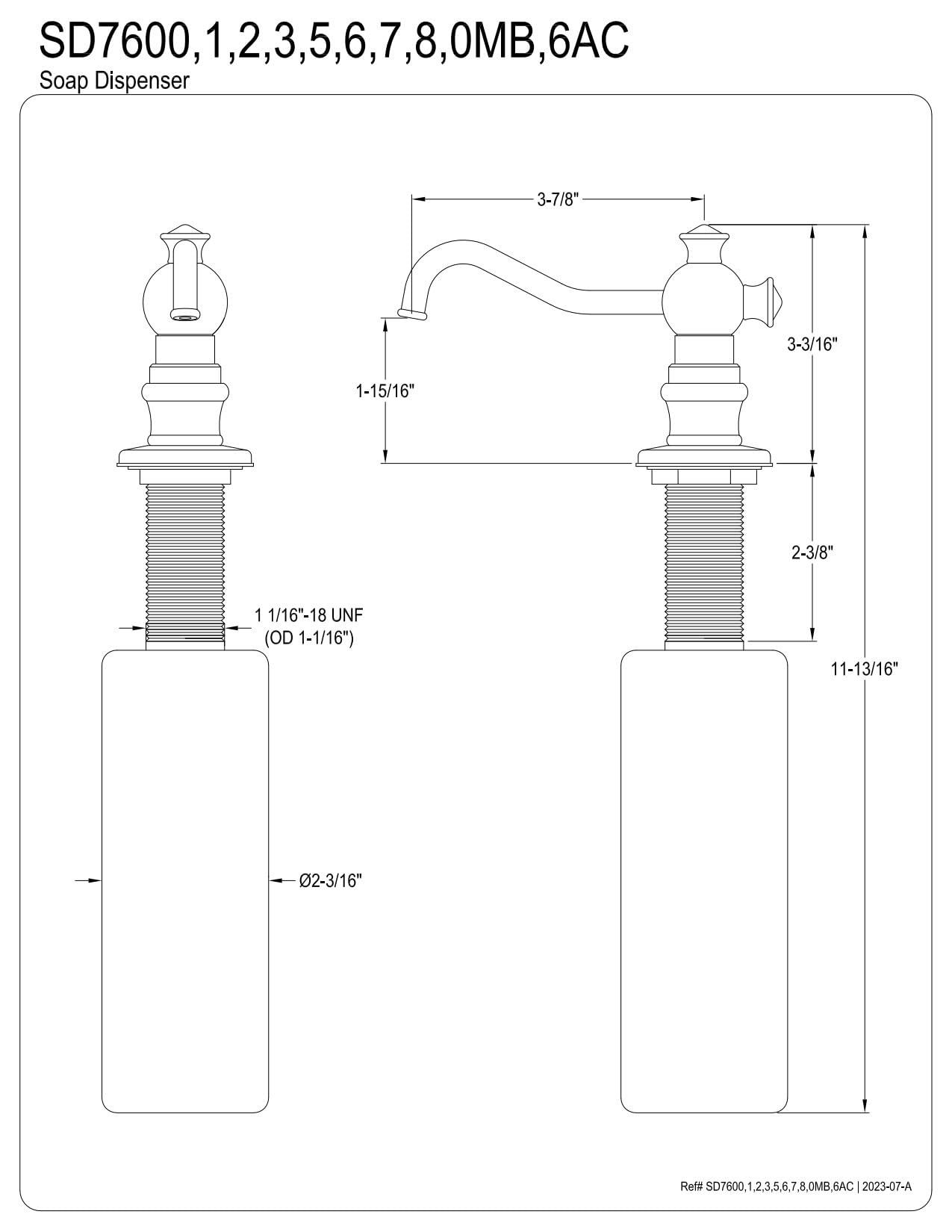 Kingston Brass Kingston Brass SD7601 Vintage Soap Dispenser, Polished Chrome,10-1/4"