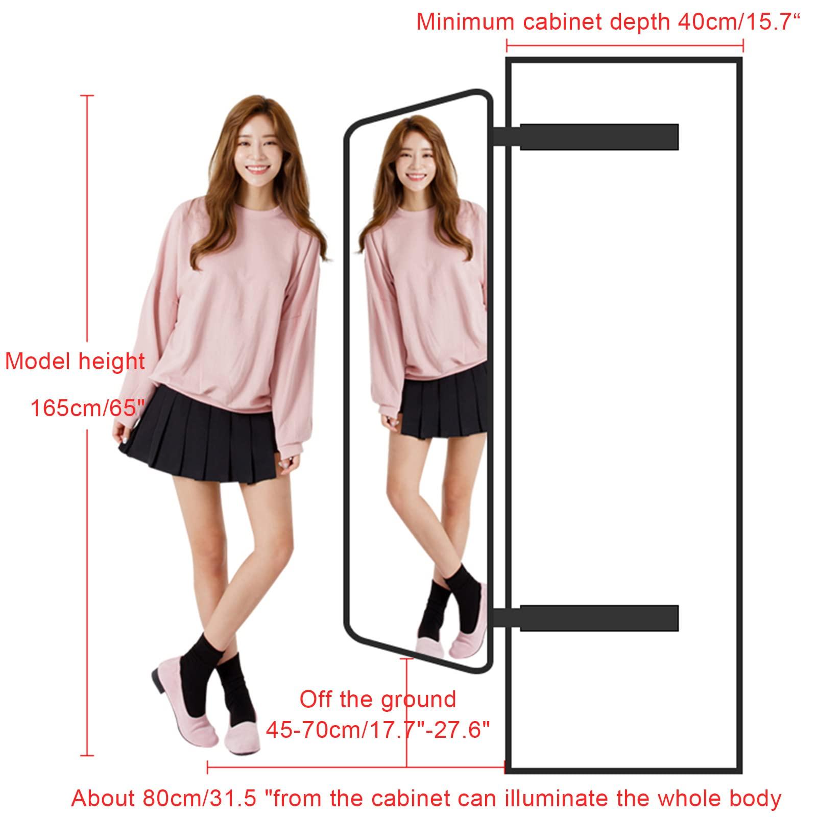 QQXX QQXX Full Length Invisible Pull-Out Mirror, Push-Pull Telescopic Sliding Rotating Vanity Mirror,Standing Bracket Wall-Mounted Mirror for Wardrobe Full Body Mirror(100x40cm(39x16in), Black)