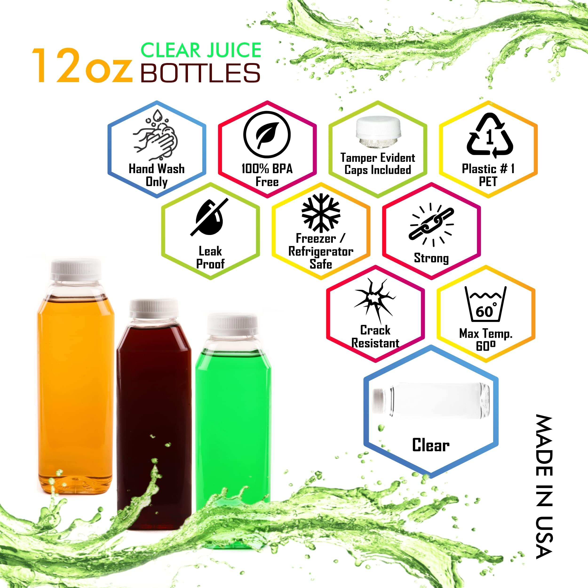 EcoQuality [30 PACK] Empty Clear Plastic Juice Bottles with Tamper Evident Caps 12 OZ - Smoothie Bottles - Ideal for Juices, Milk, Smoothies, Picnic\'s and even Meal Prep by EcoQuality Juice Containers