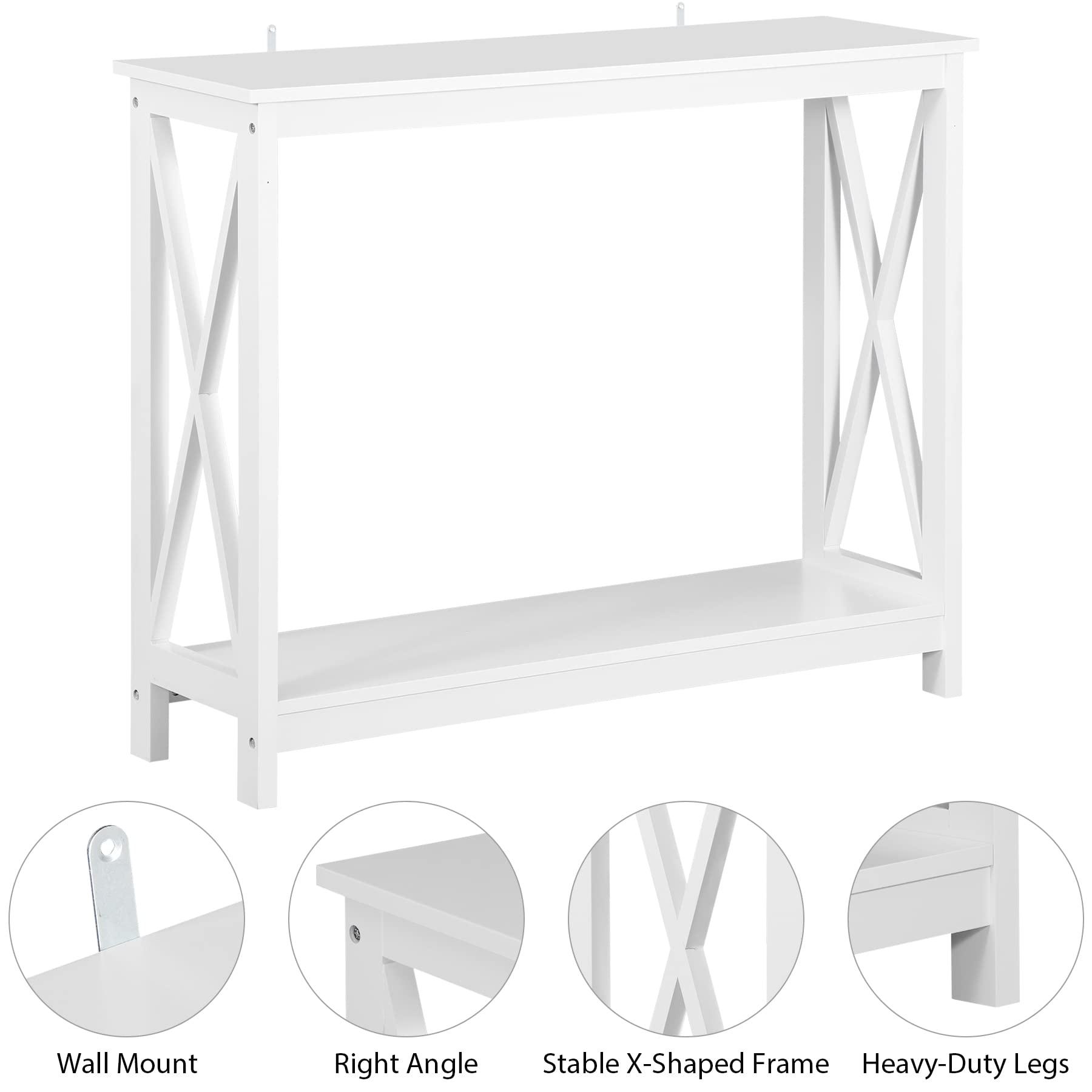 SUPER DEAL SUPER DEAL 2-Tier Narrow Console Sofa Side Table for Entryway/Hallway/Living Room, 39.3in L x 11.8in W x 31.6in H, White