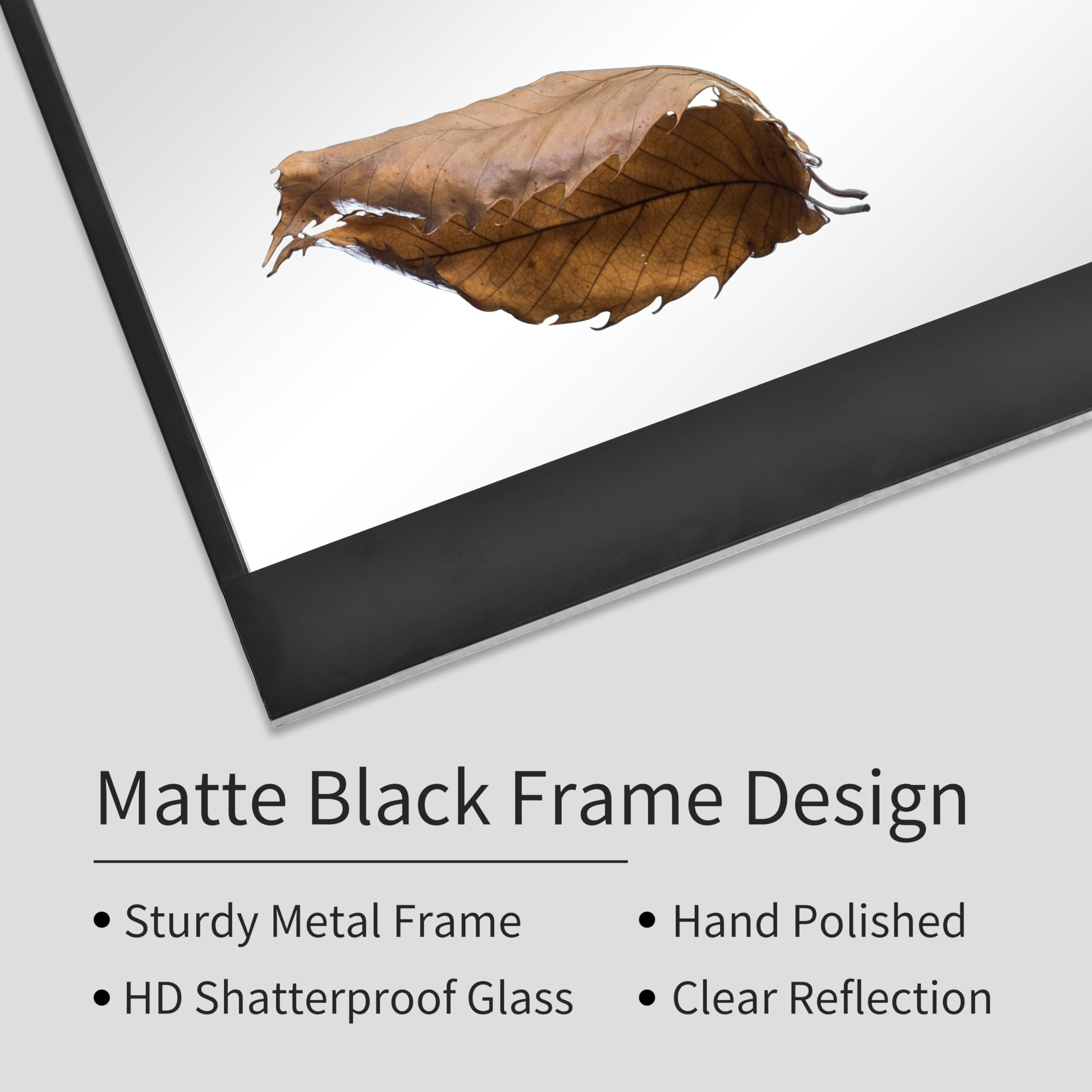 MYTHFUL MYTHFUL 40x28 Inch Rectangle Bathroom Vanity Mirror for Wall Mounted Over Sink Farmhouse Rustic Matte Black Frame Barn Door Mirrors Foyer Entryway Decor