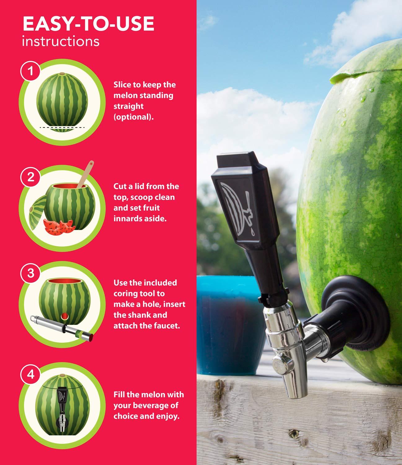 Final Touch Final Touch Watermelon Keg Tapping Kit - Turn Watermelons & Pumpkins into Drink Dispensers with Shank, Faucet, Coring Tool, and Recipe Instructions - Perfect for Parties, BBQs, and Picnics (BD204)