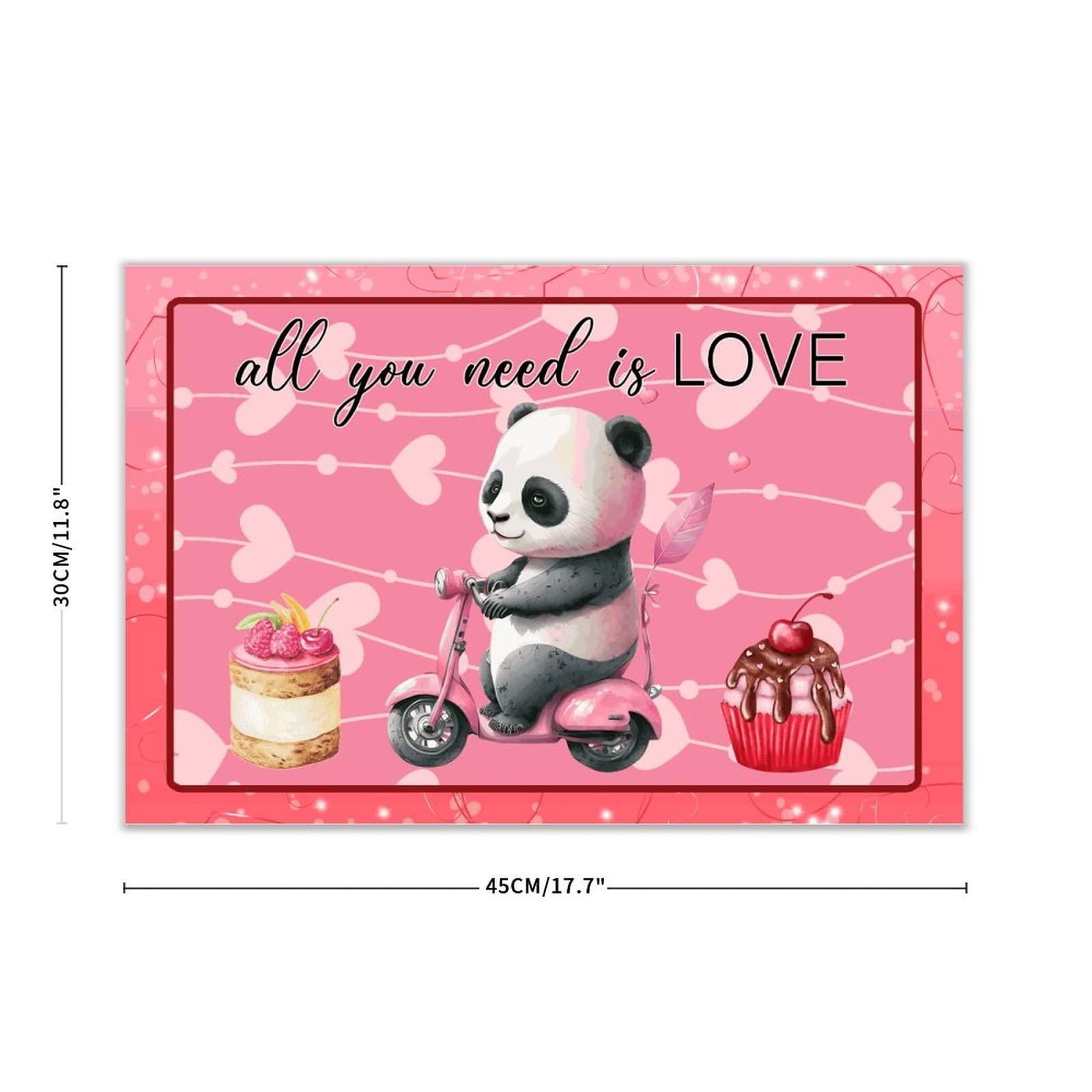 Autravelco Cute Panda All You Need Is Love Valentine Primitive Decor Signs Rustic Wooden Signs Vertical Bear Lover Valentines Day Gifts Wall Art Wood Plaque Sign Home Decor for Home Front Porch 12x18 Inch