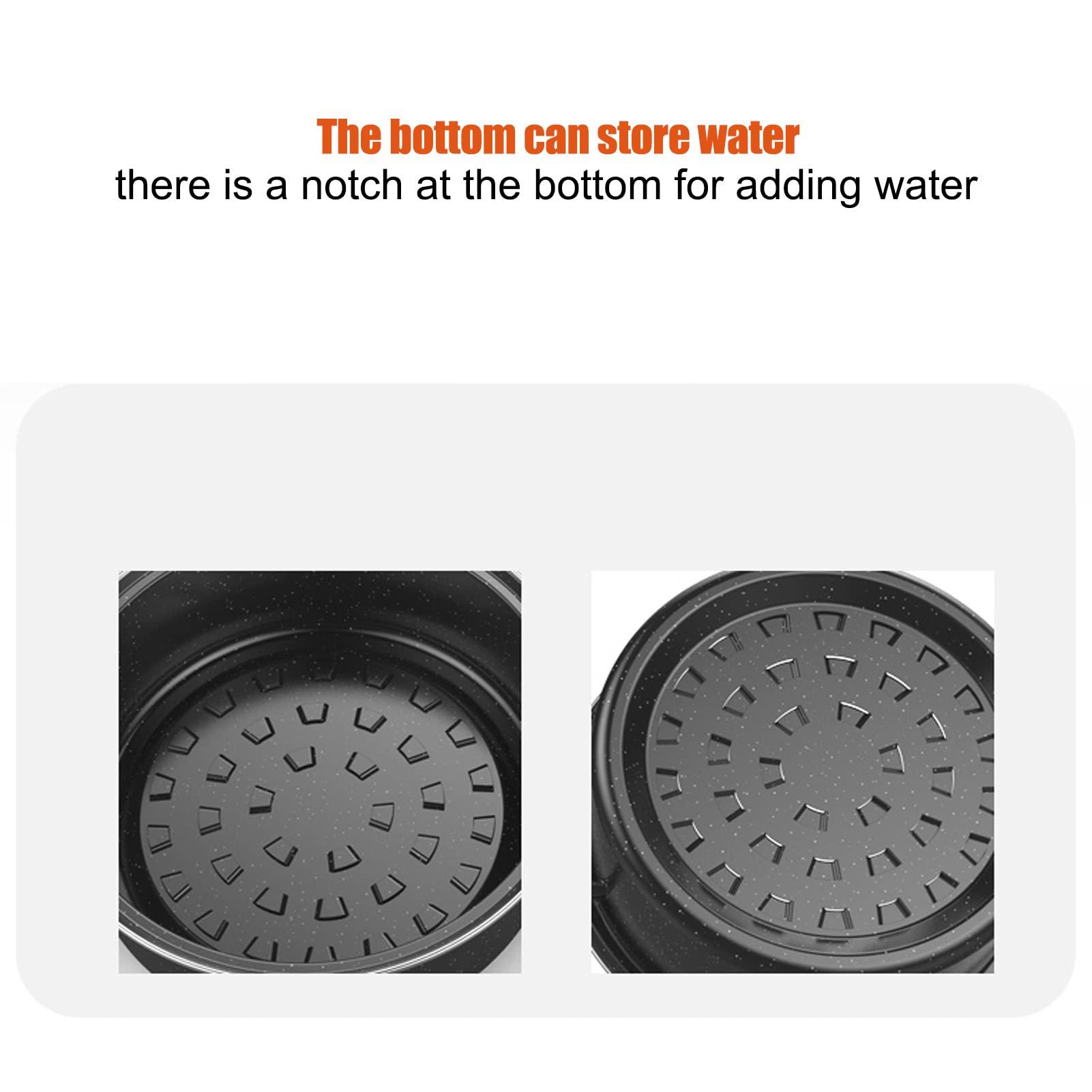 lvifloae Roasting Pan with Lid Round Roaster Speckled Black Enamel on Steel Circular Spot Finish Non Stick Pot 28cm For Household Kitchen 2.5 lb. CapacityThe bottom has exhaust holes