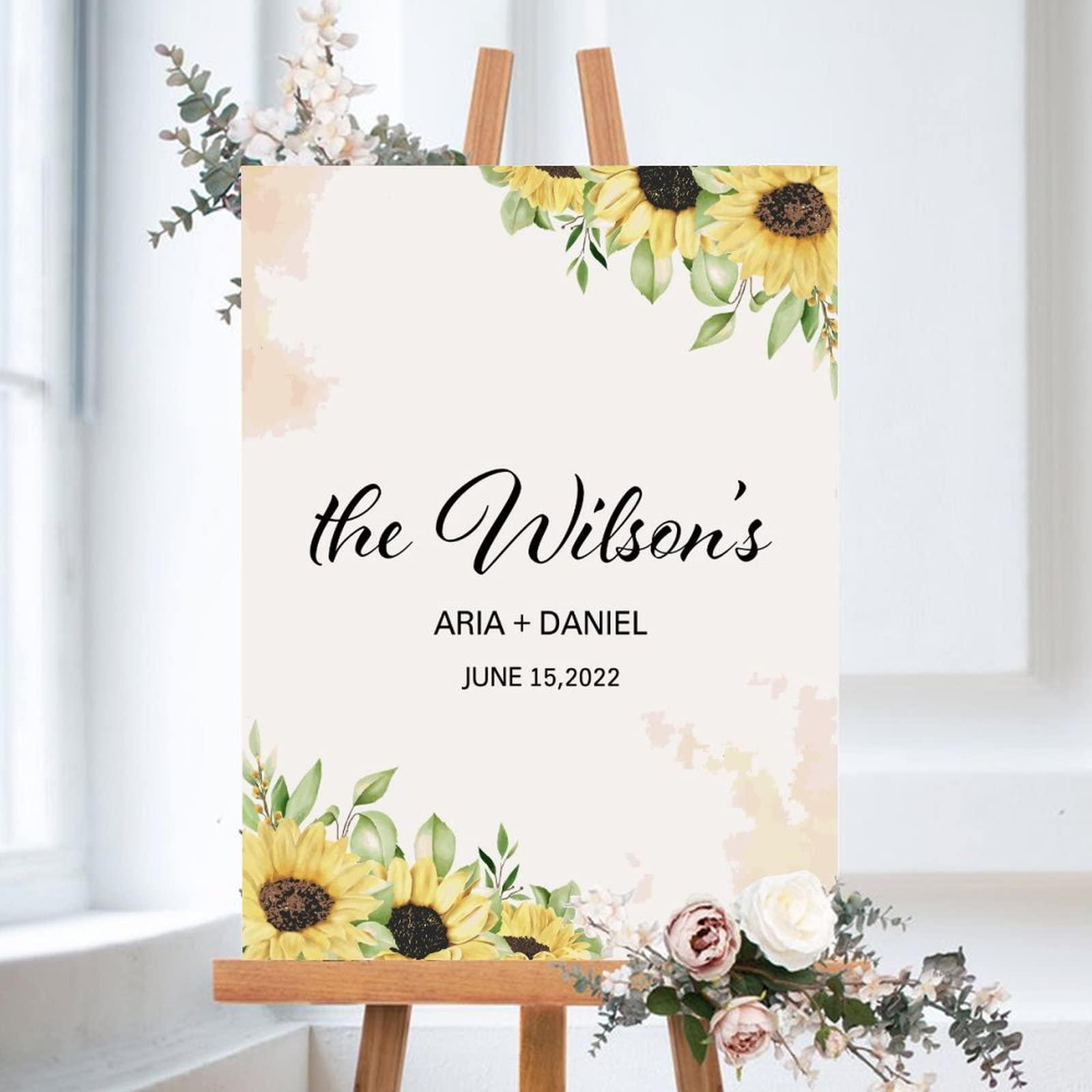 SILYHEART Welcome Wedding Sign, Personalized Welcome Wedding Sign, Welcome To Our Wedding, Wedding Reception Poster, Entrance Wedding Decor, Wood Wedding Sign, 20x30in