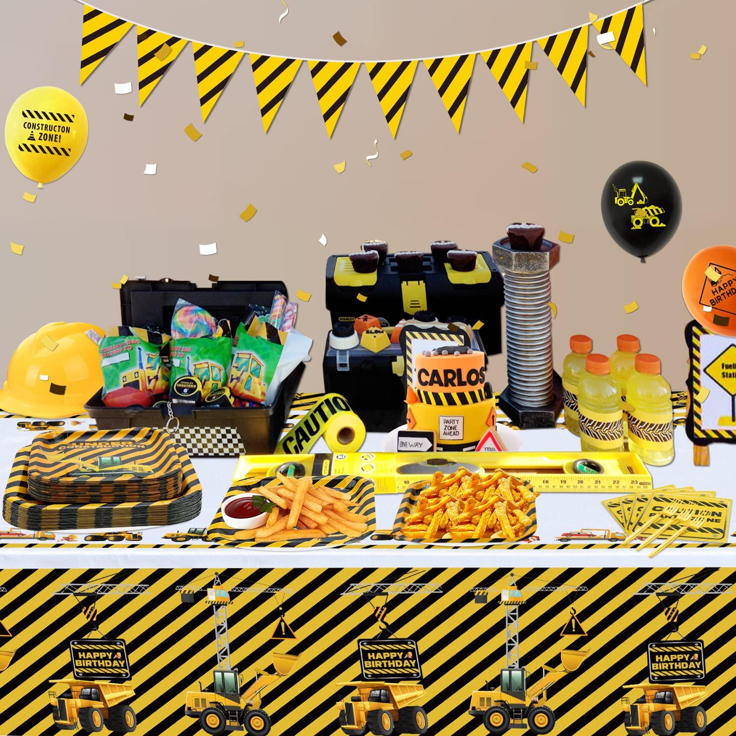 INSPIREYEE INSPIREYEE 160 Pack Construction Birthday Party Supplies Dump Truck Construction Birthday Decorations Construction Party Tableware Set - Plate, Napkins Serves 40