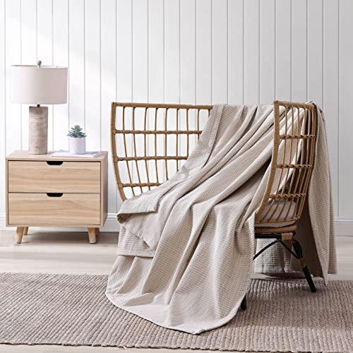 Tommy Bahama Tommy Bahama - King Blanket, Soft Cotton Bedding, Medium Weight & All Season Home Decor (Bamboo Woven Natural Brown, King)