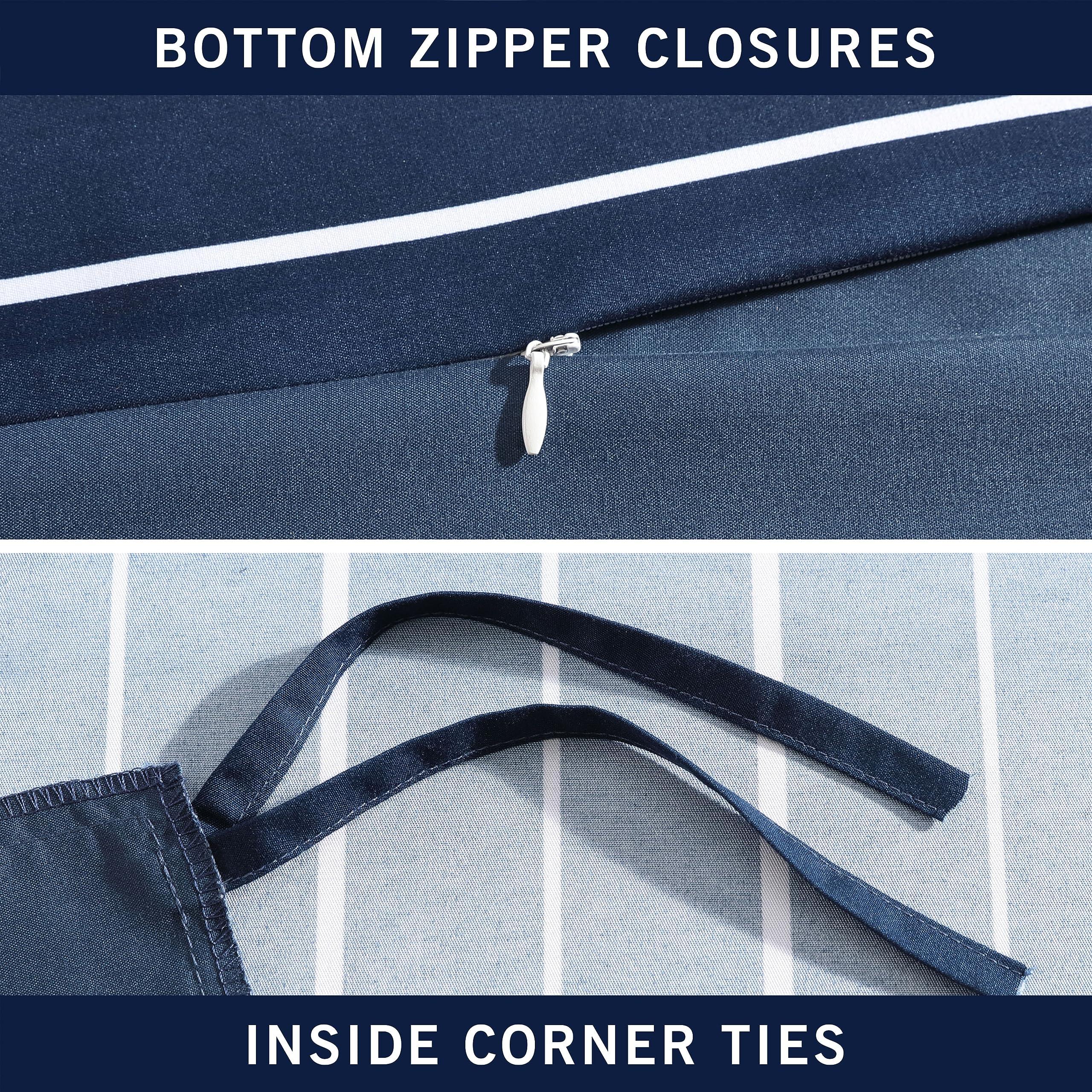 Nautica Nautica - Queen Duvet Cover Set, Soft Reversible Microfiber Bedding with Matching Shams, Solid Home Decor for All Seasons (Longdale Navy, Queen)