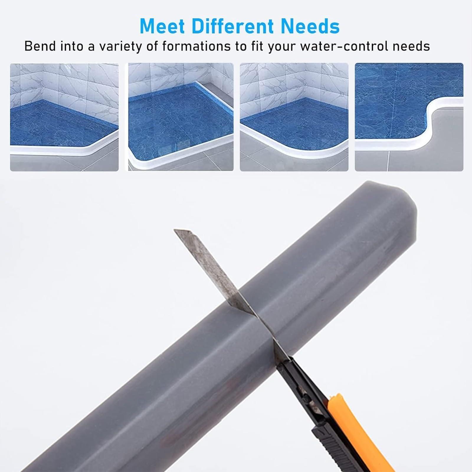 CUTSUGOK CUTSUGOK Clear Wet Room Floor Barrier Self-Adhesive Water Stopper Silicone Shower Door Threshold Water Dam for Kitchen Sink,Bathroom Floor,Shower Tray(White,1M)