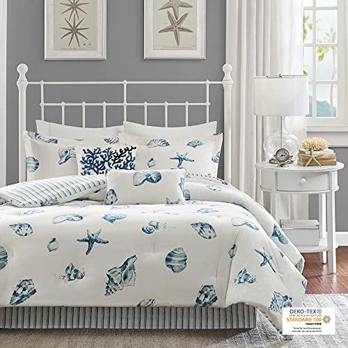 Harbor House Harbor House 100% Cotton Duvet Cover, Seashells Duvet Cover Set – Light Weight Bed Comforter Covers, Beach House Blue Ivory Full/Queen (90"x90") 3 Piece