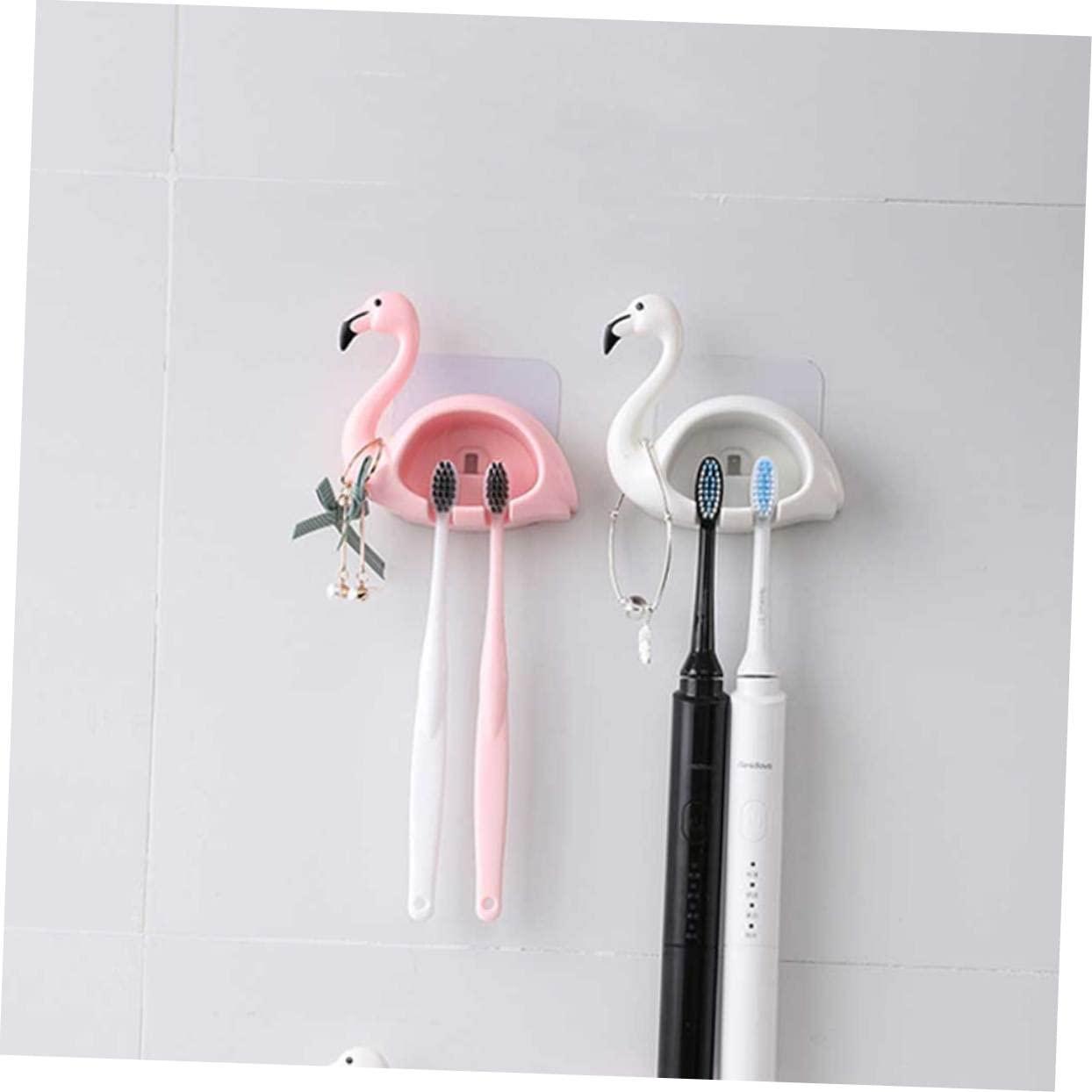 Ciieeo Ciieeo 2Pcs Pink Flamingo Toothbrush Holder with Suction Cup Design Stylish Bathroom Accessories for Toothbrushes and Toothpaste Storage