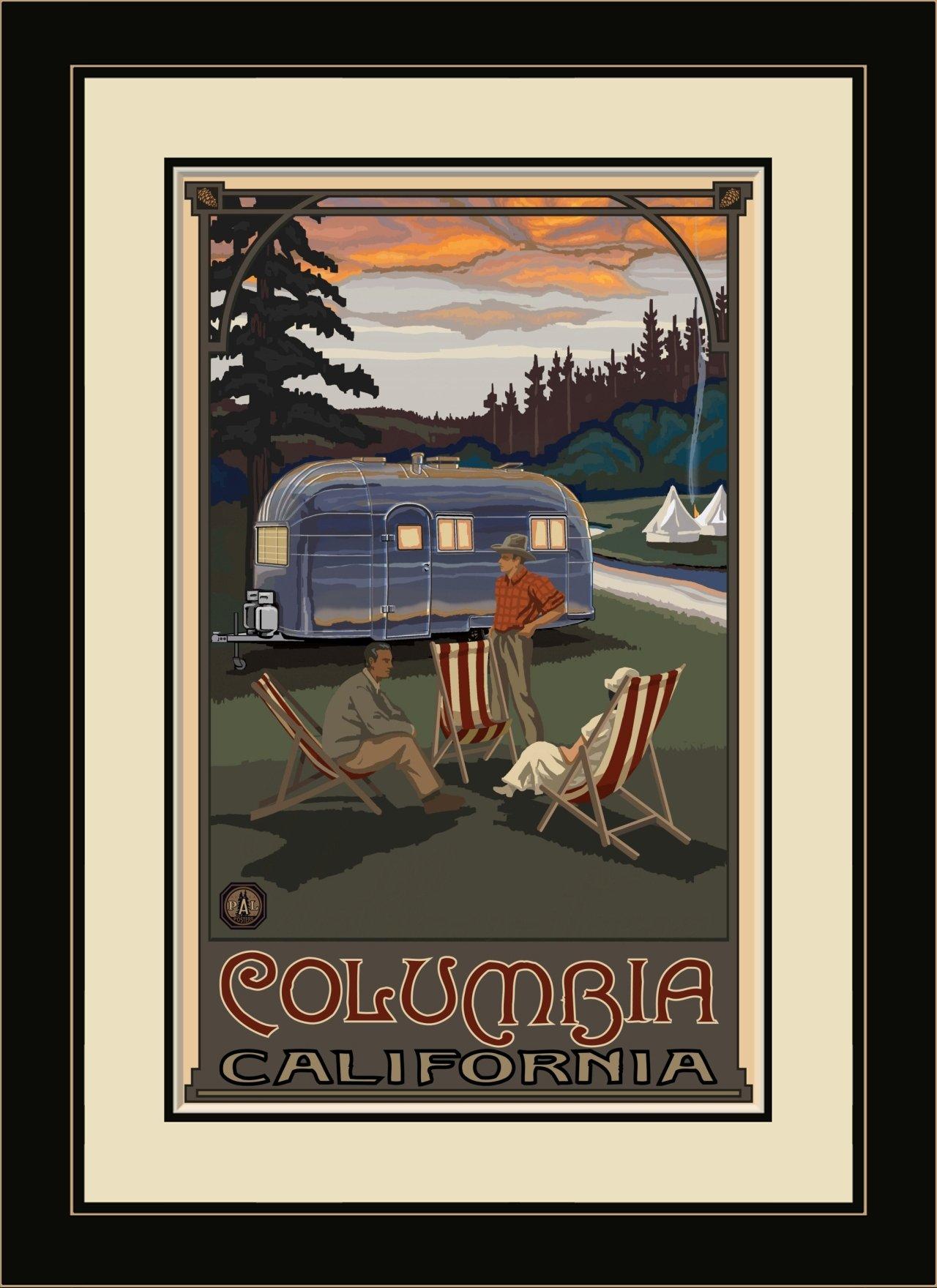 Northwest Art Mall Northwest Art Mall PAL-4654 FGDM AIR Columbia California Airstream Trailer Framed Wall Art by Artist Paul A. Lanquist, 16" x 22"