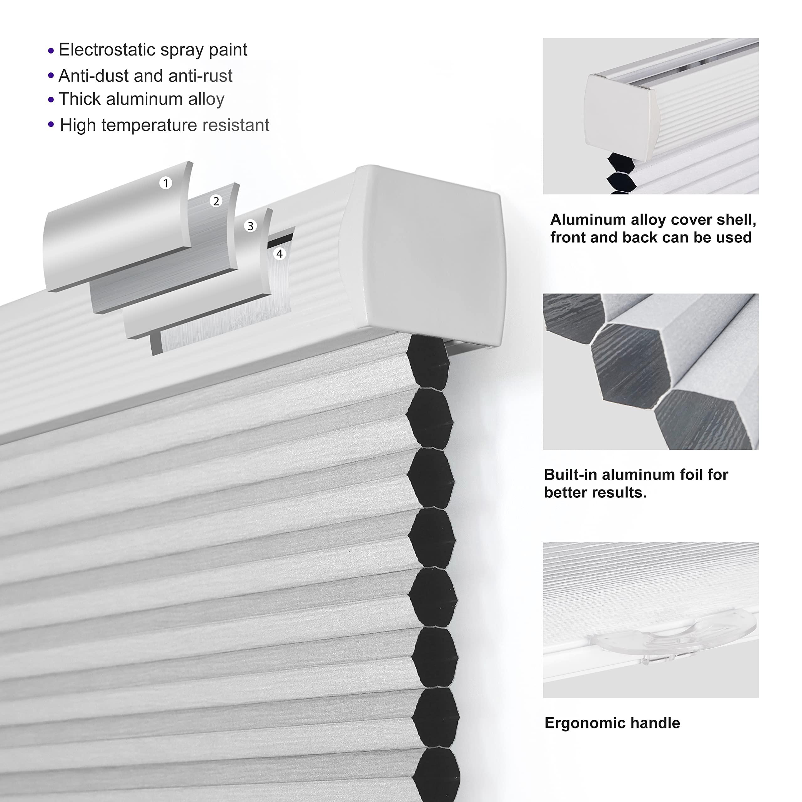 HOTSOON HOTSOON Cordless Cellular Shades Blackout Honeycomb Blinds for Windows Pull Down Room Darkening Cellular Blinds Thermal Insulated Windows Shades for Home Bedroom Office Door,White,19" W x 48" H