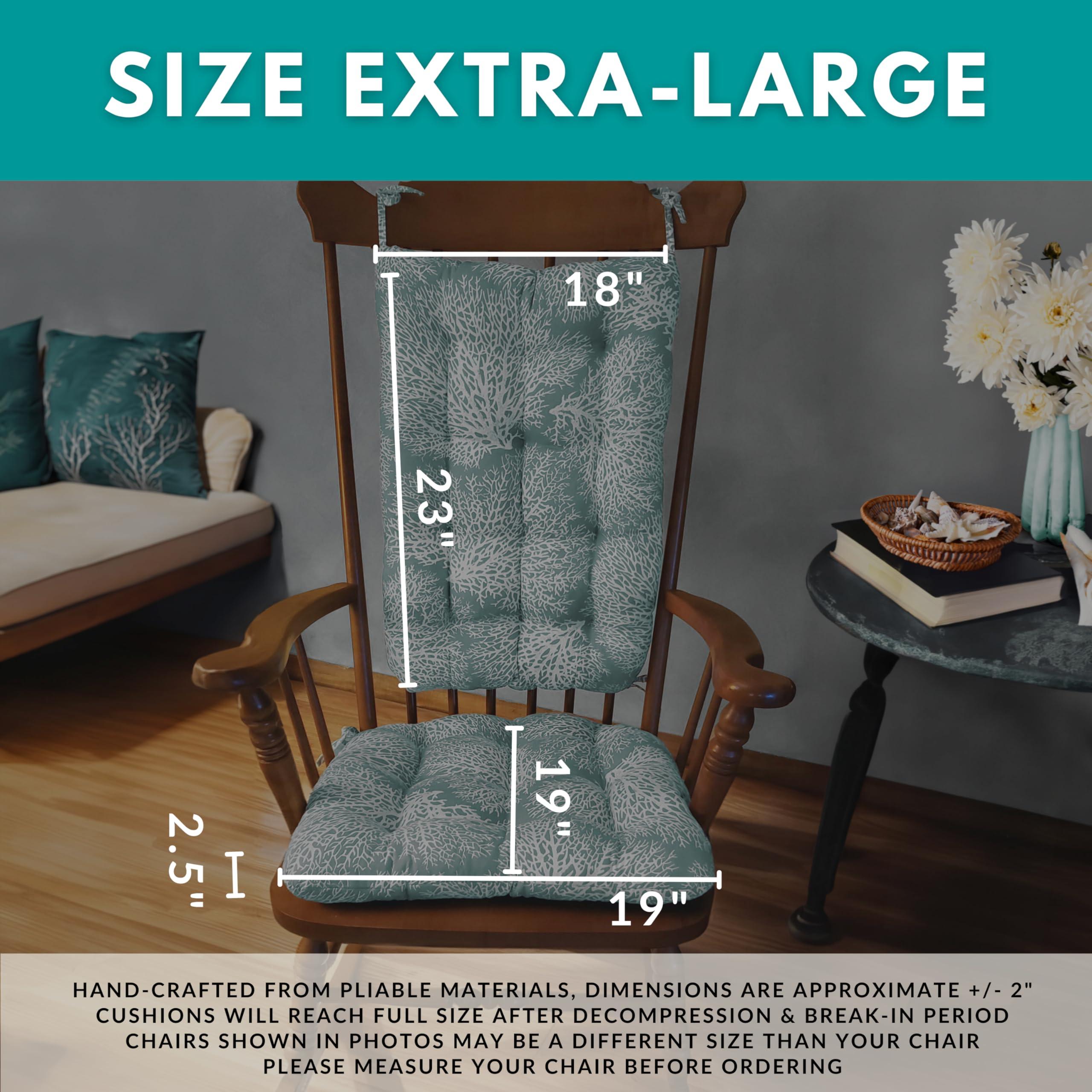 Barnett Home Decor Barnett Home Decor Ticking Stripe Blue Rocking Chair Cushions - Extra-Large - Seat Pad and Back Rest with Ties- Reversible, Latex Foam Fill - Made in USA (Presidential XL, Dark Blue)