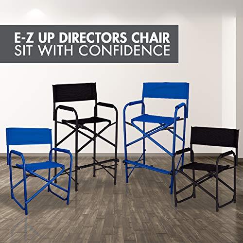 E-Z UP E-Z UP Tall Directors Chair, Seat 31” High, Padded Armrests and Storage Bag, Black
