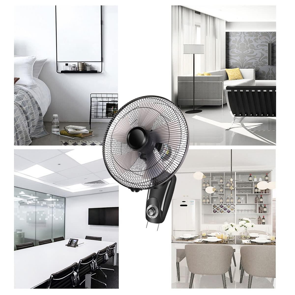 HSPLXYT HSPLXYT Adjustable Oscillating Industrial Wall Mount Fan,5 Blades Adjustable 3 Speed Wall Mount Fan,High Velocity/Black/Heavy Duty,for Outdoor, Commercial, Residential(Remote Control,16in)