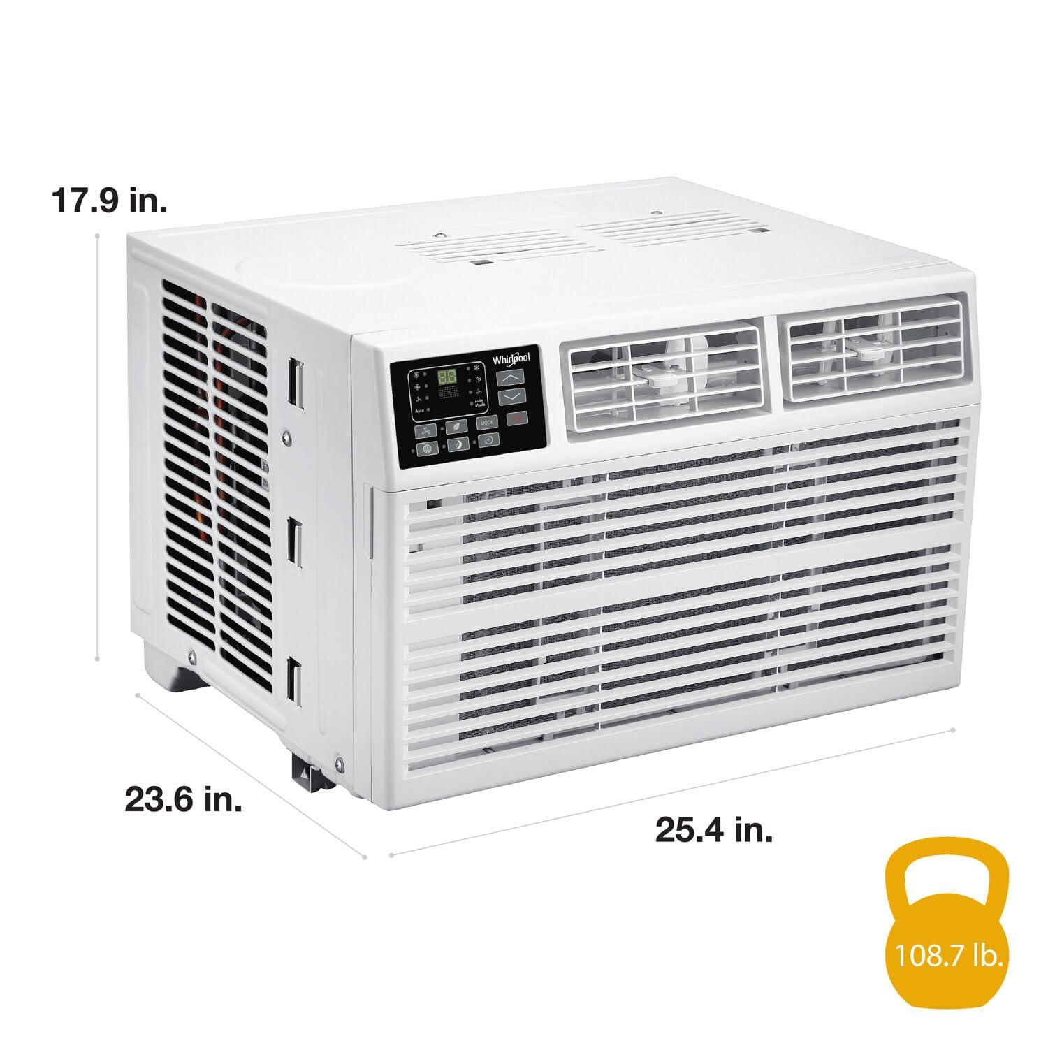 Whirlpool Whirlpool WHHW182BW 18,000 230V Air Conditioner with Supplemental Heat, Window Mounted AC Unit with Heater for Apartment, Living, Bedroom, Large Rooms up to 1000 Square Feet, 18000 BTU, White