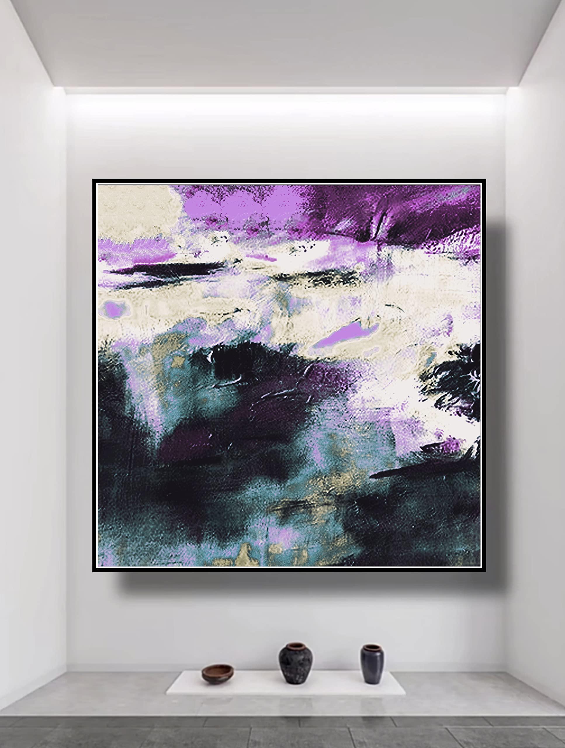 Generic Original Abstract Painting, Large Purple Abstract Painting, Heavy Oil Painting, Landscape Abstract Painting, Modern Art, Large Wall Art 32\" x 32\"
