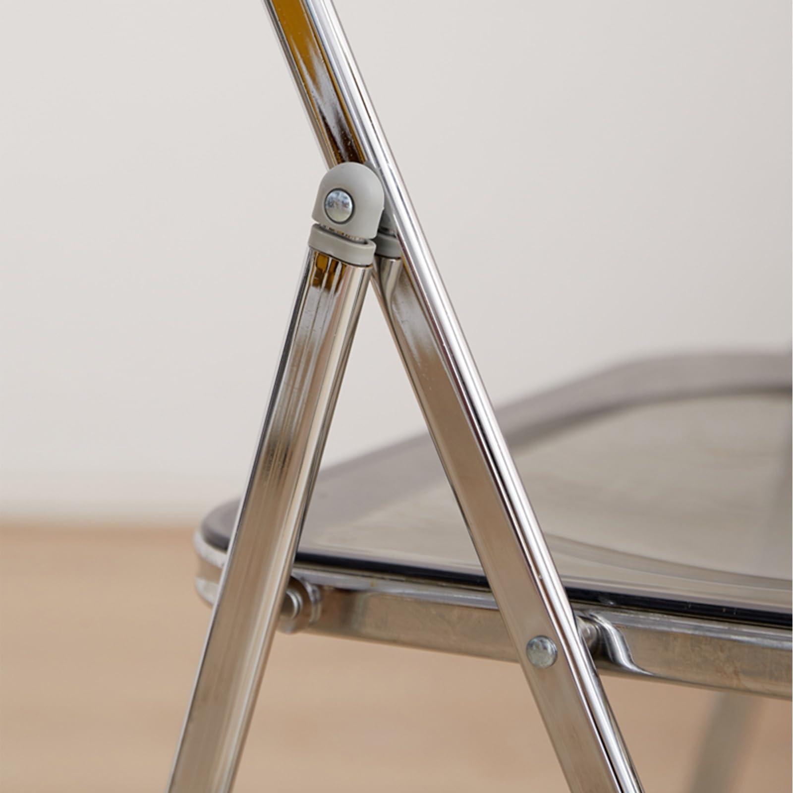 JEKKAH JEKKAH Transparent Acrylic Dining Chair Simple Chair Modern Chair Metal Back Folding Chair Suitable for Office Wedding Party Garden Catering Event(Silver)