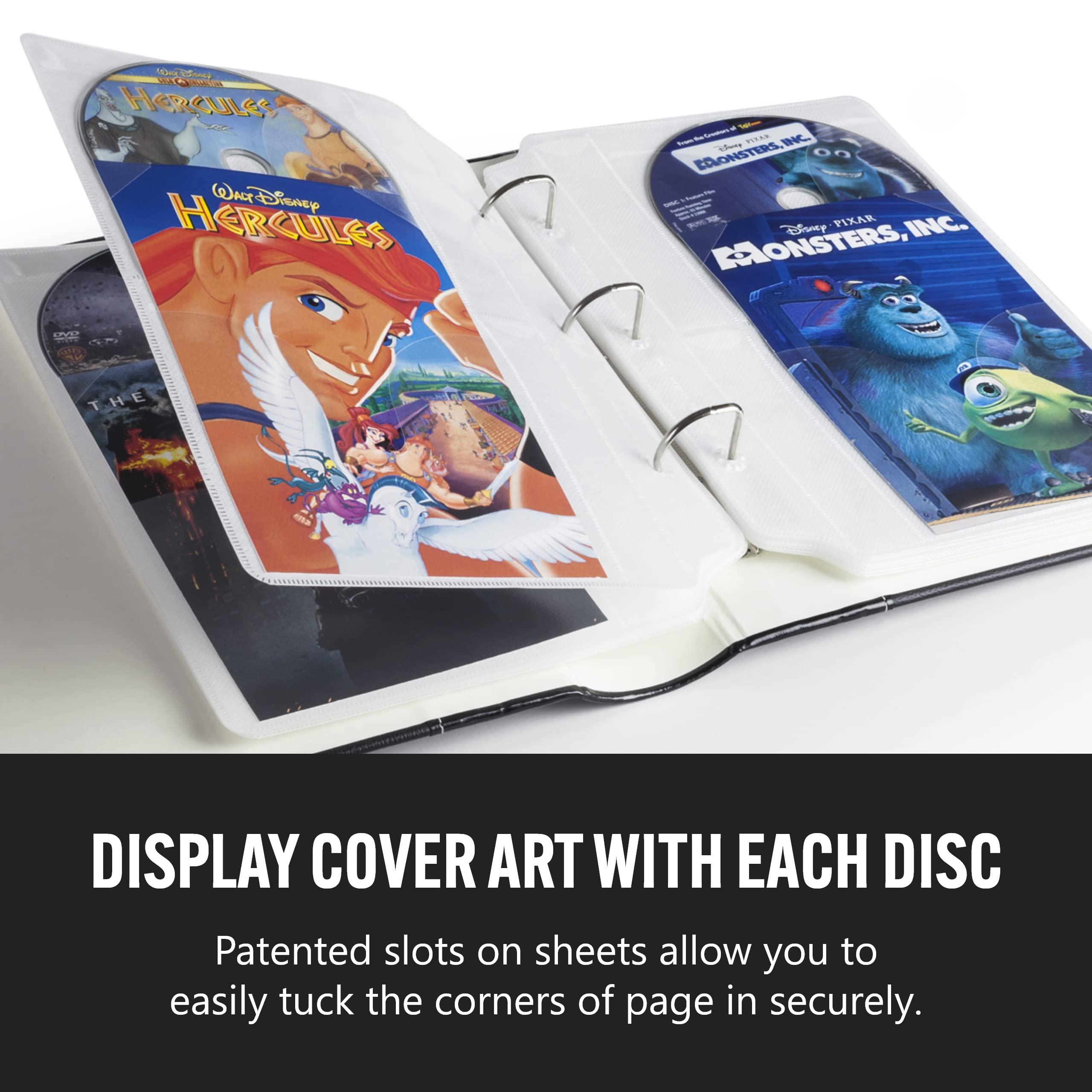 Bellagio-Italia Bellagio-Italia Tuscany CD/DVD Storage Binder Set - Leather - 144-Disc Capacity - Storage Organizer for DVDs, CDs, Blu Rays, & Video Games - Acid-Free Binder Organizer Sheets - 3 Pack - Cognac