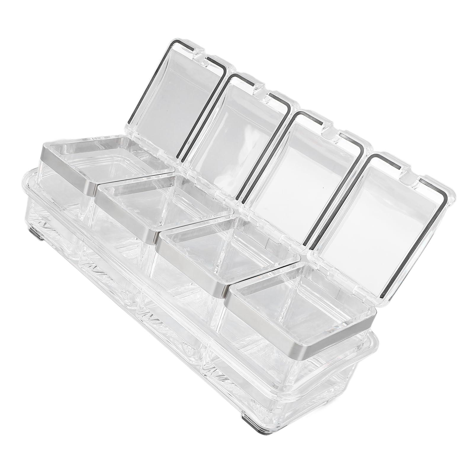 ZJchao ZJchao Clear Seasoning Rack Box Storage Container, Acrylic Organizer Jars with Spoons for Kitchen Modern Design Multipurpose Use