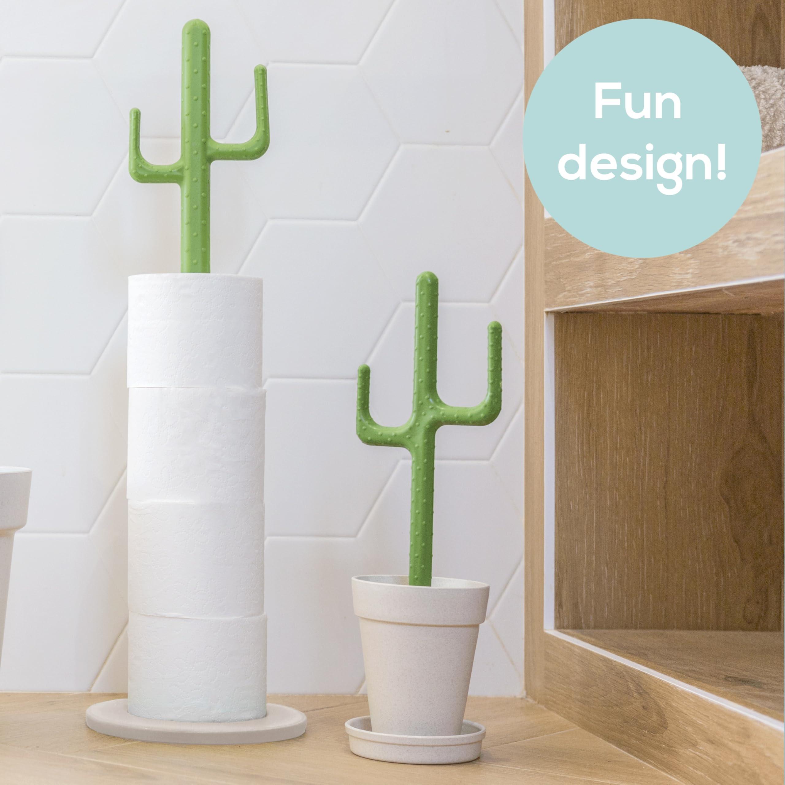 Vigar Vigar Cactus Toilet Brush Set, Toilet Bowl Cleaner with Cactus-Shaped Handle, Planter Base and Saucer for Bathroom Accessories and Cleaning Must Haves