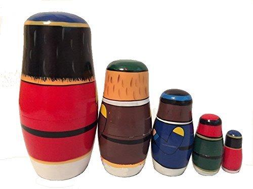 AMOR PRESENT AMOR PRESENT Nutcracker Nesting Doll, 5Pcs Russian Matryoshka Dolls Christmas Nutcracker Figures Handmade Wooden Nutcracker Set