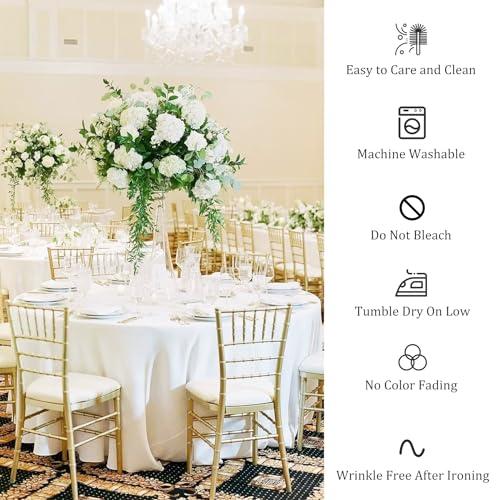 Fivenl 8 Pack Round Tablecloth 90 Inch Round Table Covers Bulk Washable Polyester Fabric Round Table Clothes for Wedding Party Reception Banquet Buffet Restaurant (White, 90 Inch)