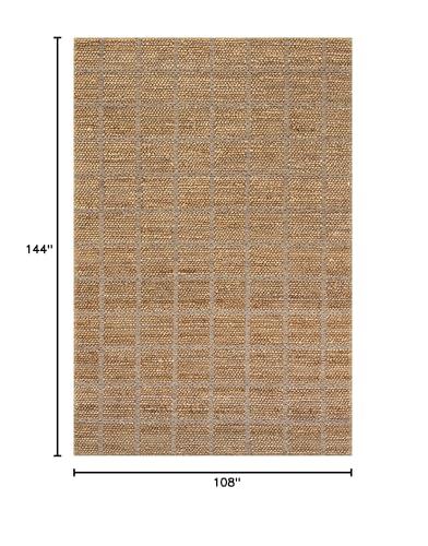 Rugs USA Rugs USA x Arvin Olano Penni Checked Jute and Wool Area Rug, 9x12, Natural