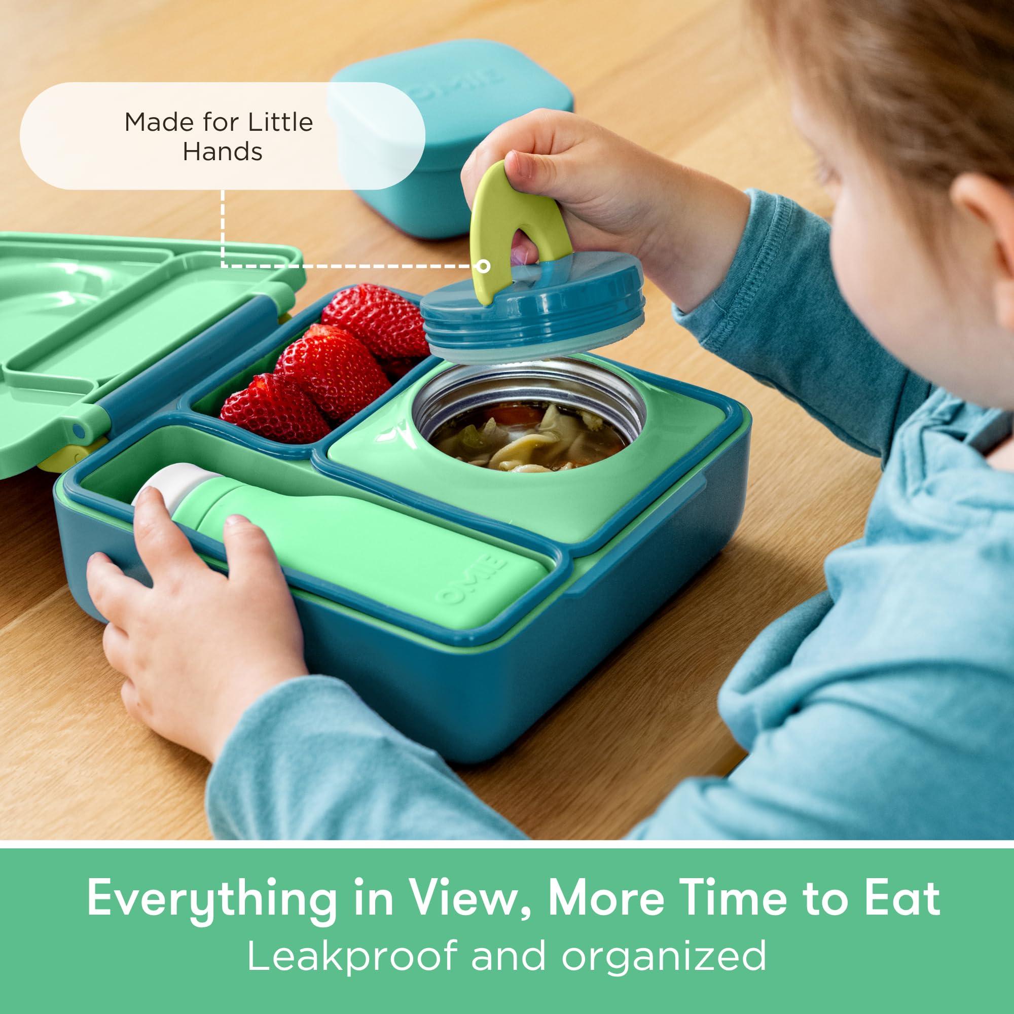 Omie Omie OmieBox Bento Box for Kids - Insulated Lunch Box with Leak Proof Thermos Food Jar - 3 Compartments, 2 Temperature Zones - (Meadow) (Single)