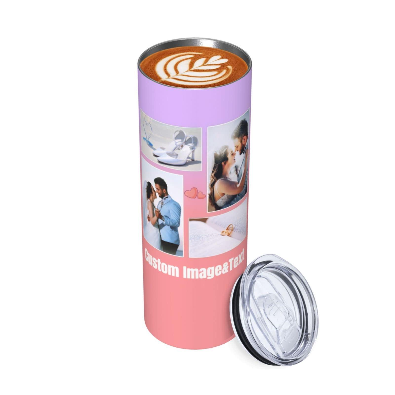 Generic Custom Personalized Skinny Tumbler with Photo Text Picture - 20oz Insulated Stainless Steel Coffee Cup Travel Mug - Birthday Christmas Cups Customized Gifts for Women Men