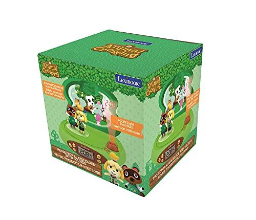 LEXiBOOK LEXIBOOK Nintendo-Animal Crossing Projector Alarm Clock for Kids-with Night Light and Time Projection to The Ceiling, Sound Effects, Boys, Girls, Green