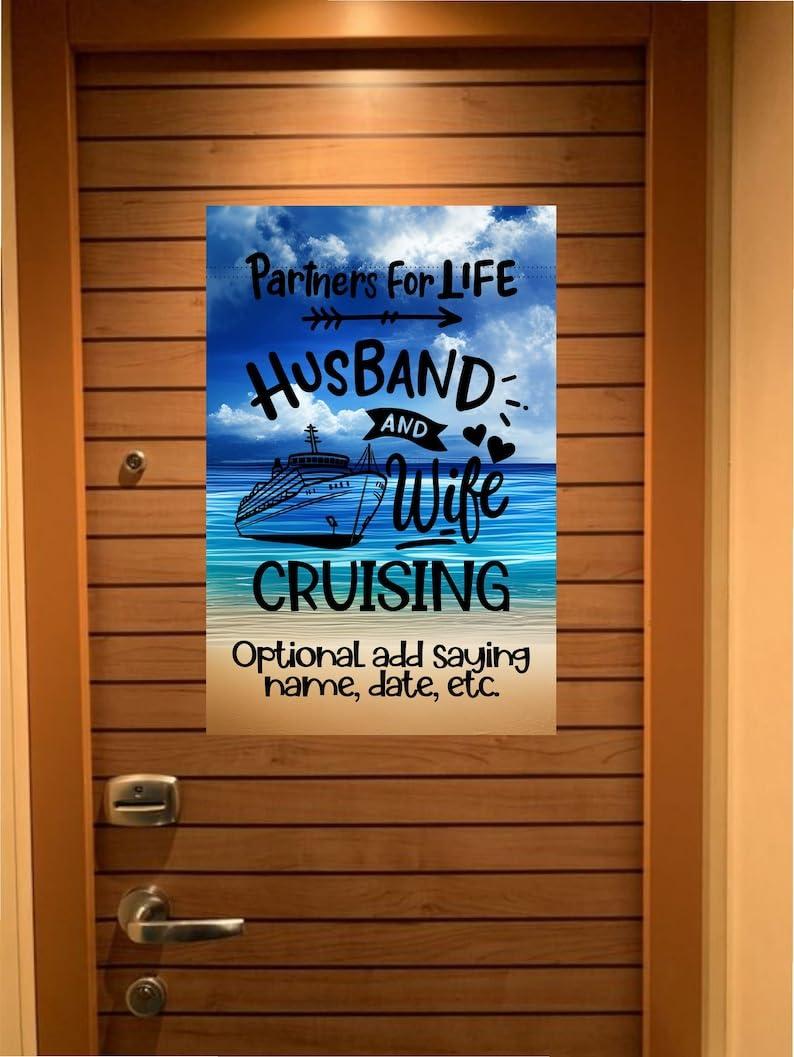 Krista Custom Creations Personalized Custom Magnetic Cruise Door Sign Banner, Large Ship Door Decoration for Stateroom, Vacation, Birthday, Anniversary, Holiday, Flag Magnet, several sayings available