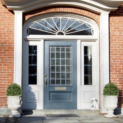 Azoco Azoco 27 Realistic Artificial Topiary Trees Set of 2, Faux Boxwood Plants Outdoor with Cement Planter, UV-Resistant Fake Evergreen Potted Ball Bushes & Shrubs for Front Porch Patio Entryway Decor