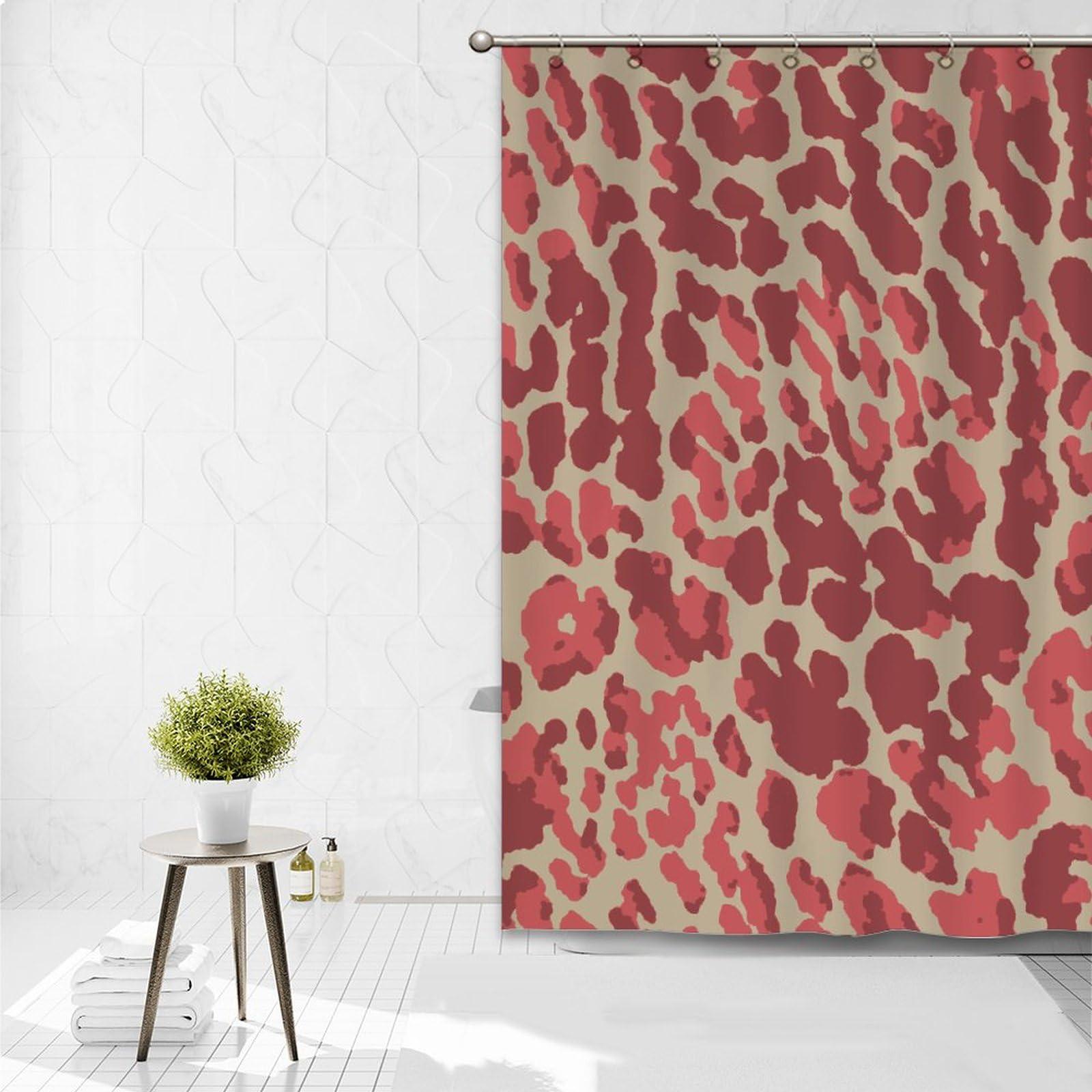 Yinrune Yinrune Cheetah Leopard Print Shower Curtain Animal Antelope Shower Curtains Rustic Shower Curtain 60x72in Shower Curtain Liner Polyester Fabric Shower Curtain Set with Hooks Washable Durable